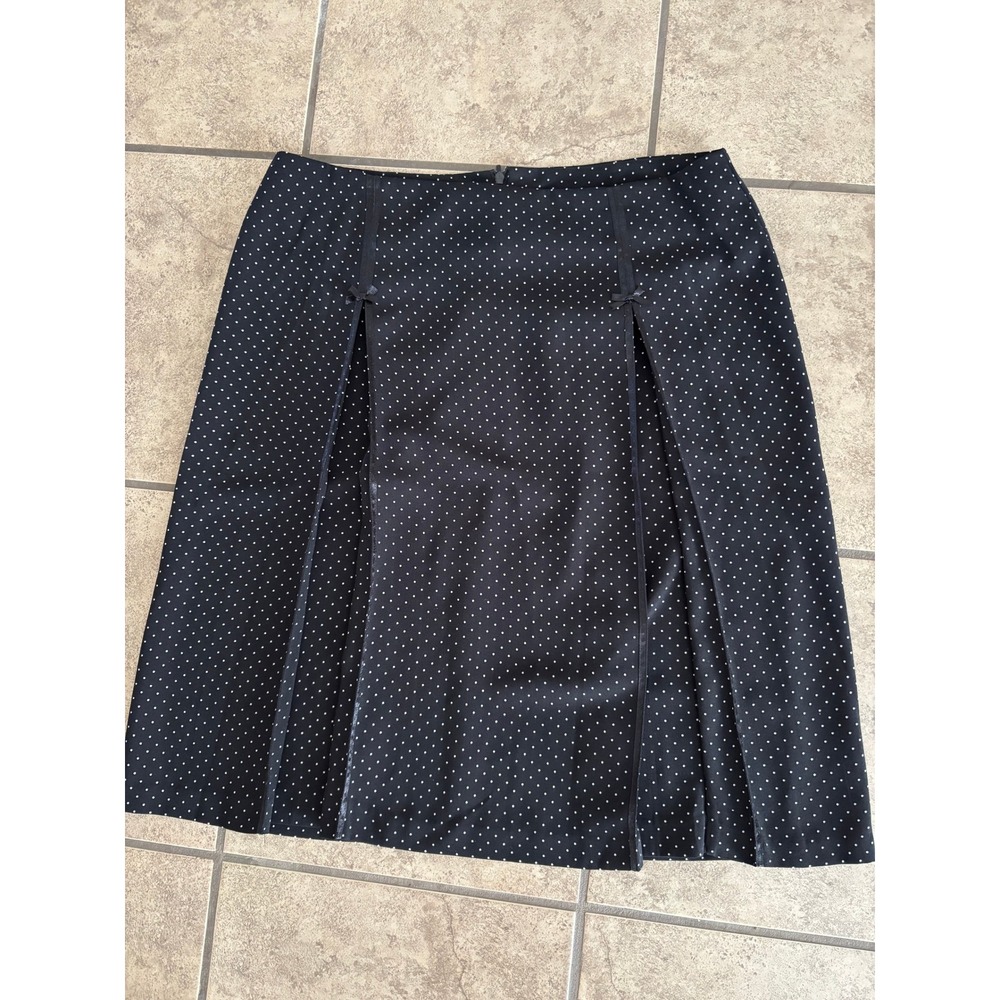 Requirements Womens Black Polka Dot A-Line Skirt with Bow Accents Size 14